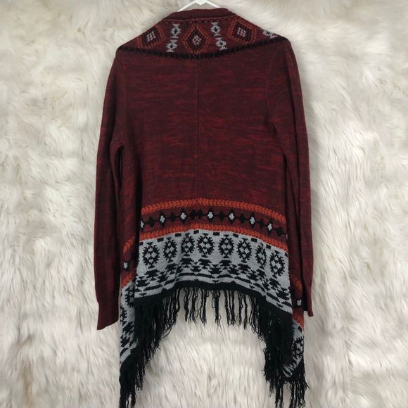 Women’s Southwesten, Aztec Cardigan w/Fringe, Long-Sleeved, Open Front, SZ S - Picture 2 of 7